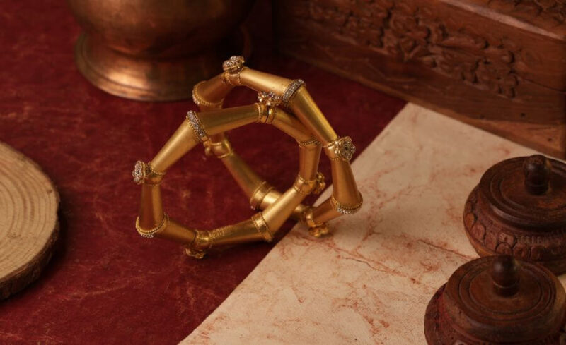 Royal Bamboo-Inspired Gold Bangles