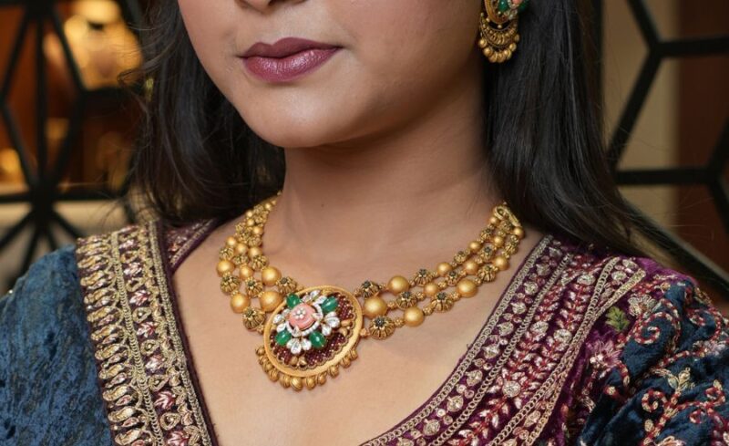 Floral Radiance Gold Necklace Set