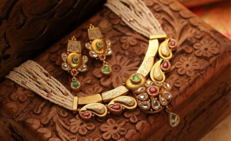 Kundan Polki Pearl Necklace Set