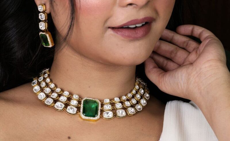 Emerald Majesty Kundan Choker Set