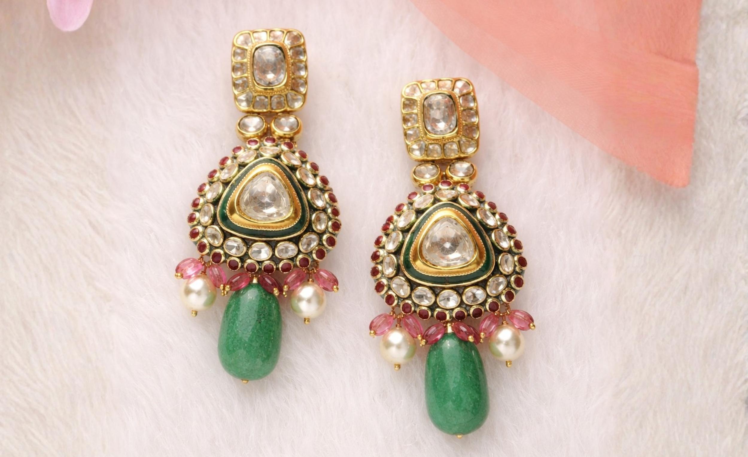 Royal Polki & Heritage Meenakari Drop Earrings