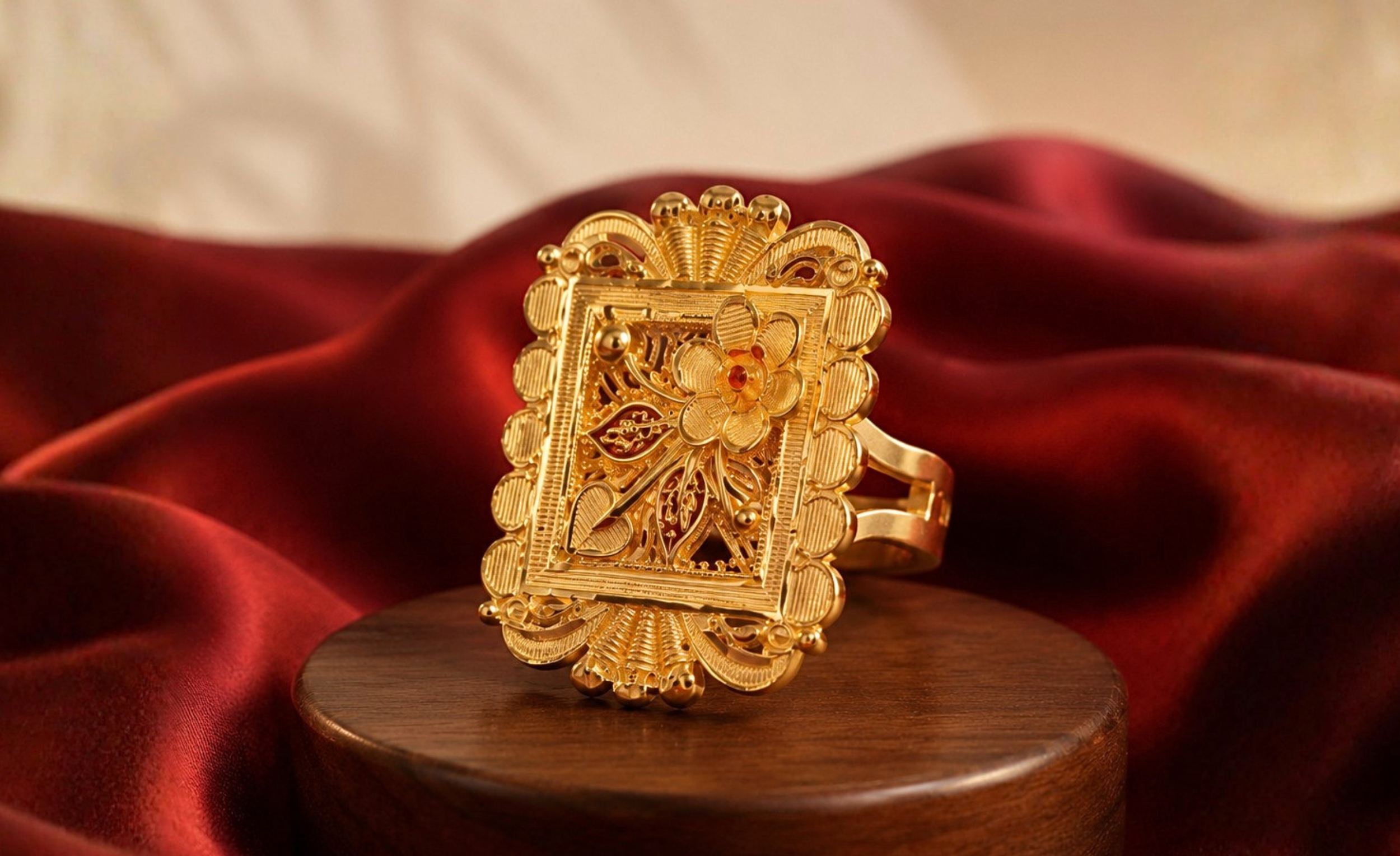 Ornate Gold Filigree Floral Statement Ring