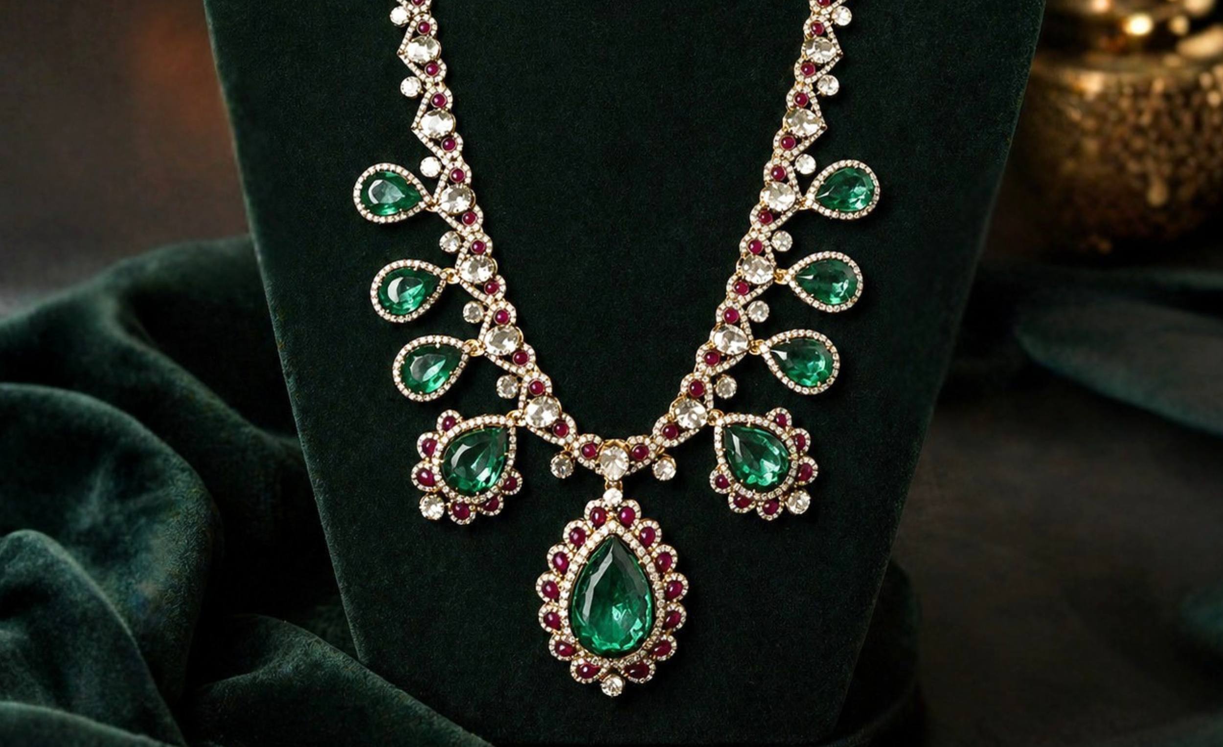 Majestic Polki & Emerald Heritage Necklace