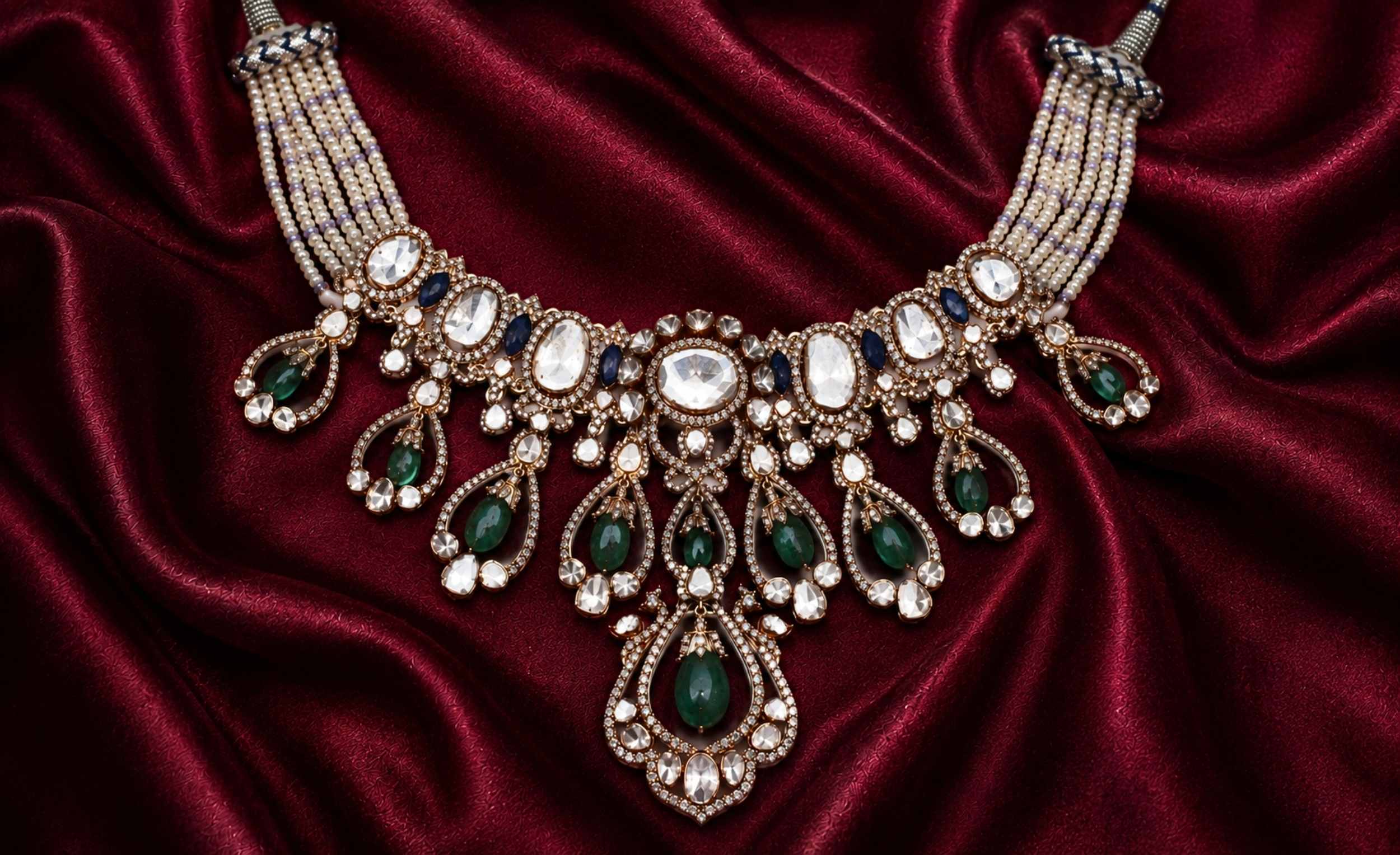 Imperial Polki, Pearl & Emerald Statement Necklace