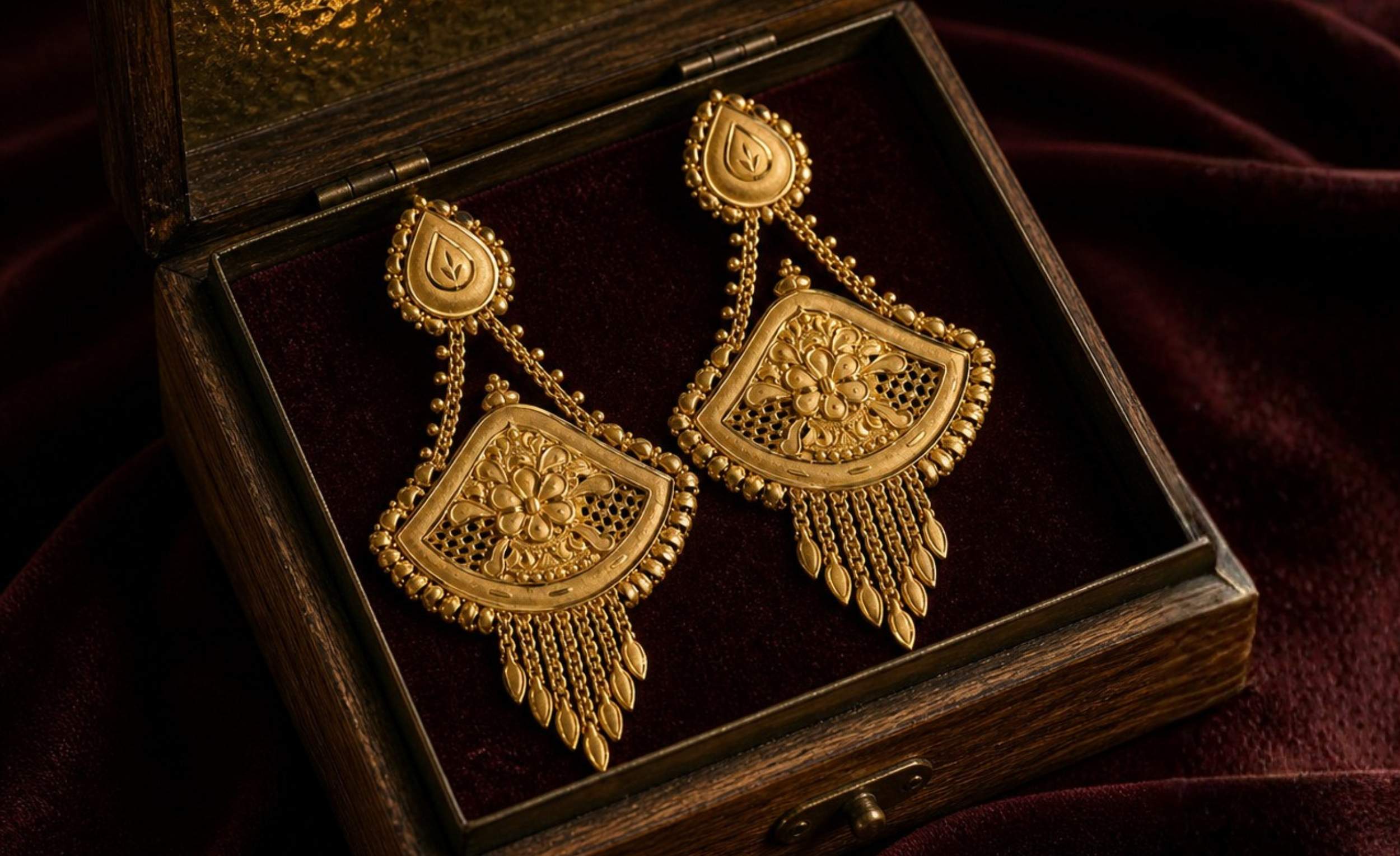 Vintage Gold Filigree Architectural Statement Earrings
