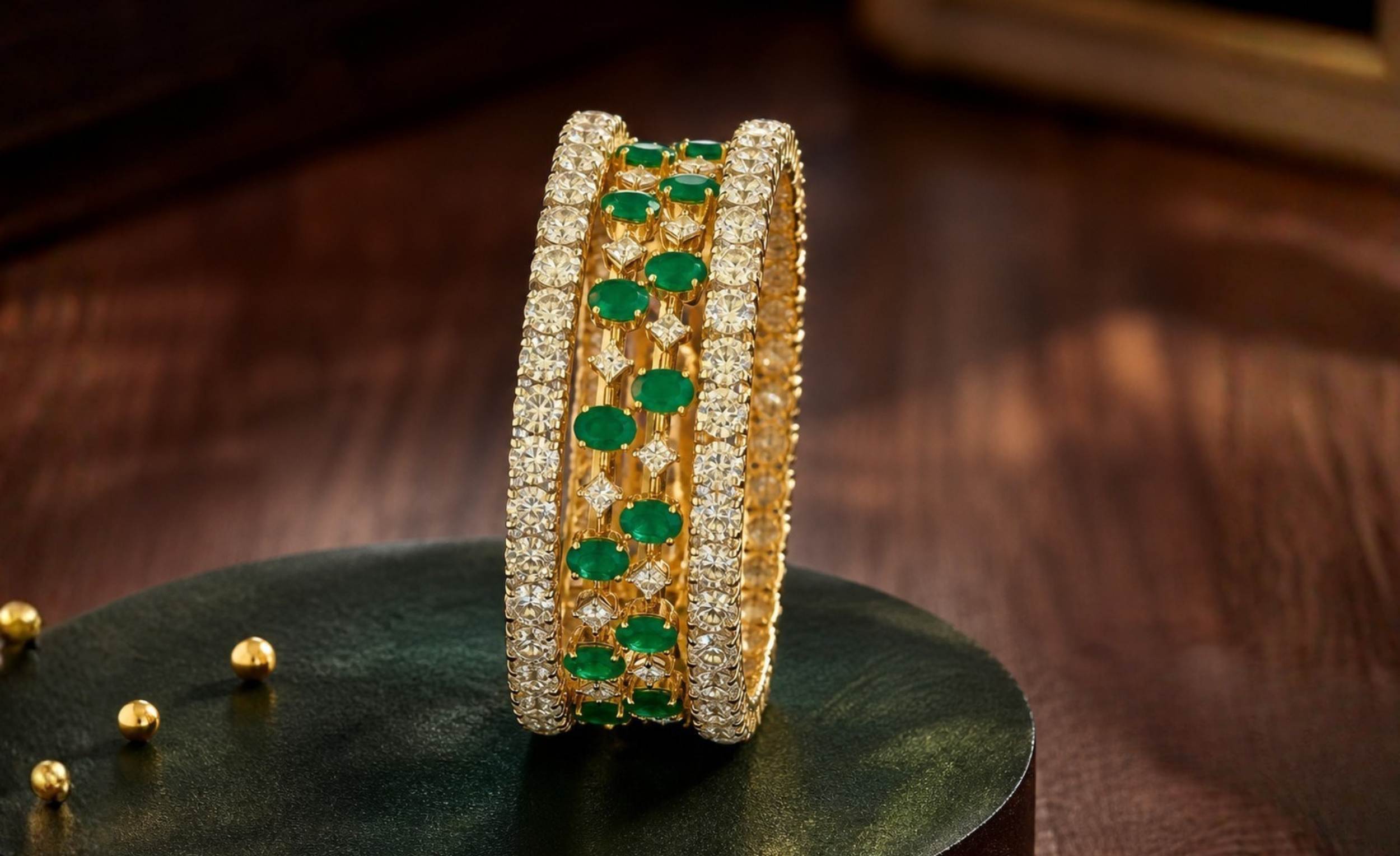 Imperial Diamond & Emerald Eternity Kada
